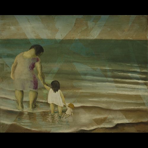 Mulher e criança na praia