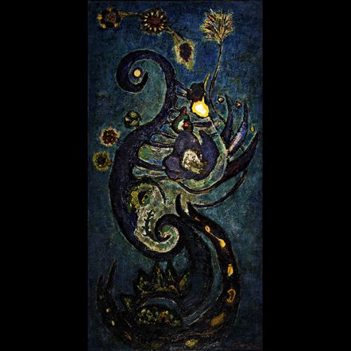 Flor fantástica XXVIII / Flor sobre fundo azul