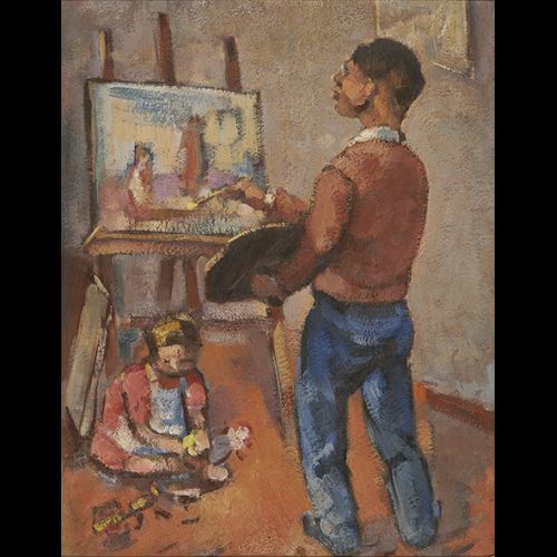 Retrato de  Handa com criança (Autorretrato - no verso)
